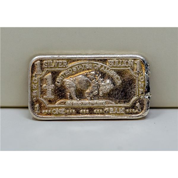 1 GRAM FINE SILVER BUFFALO BULLION BAR