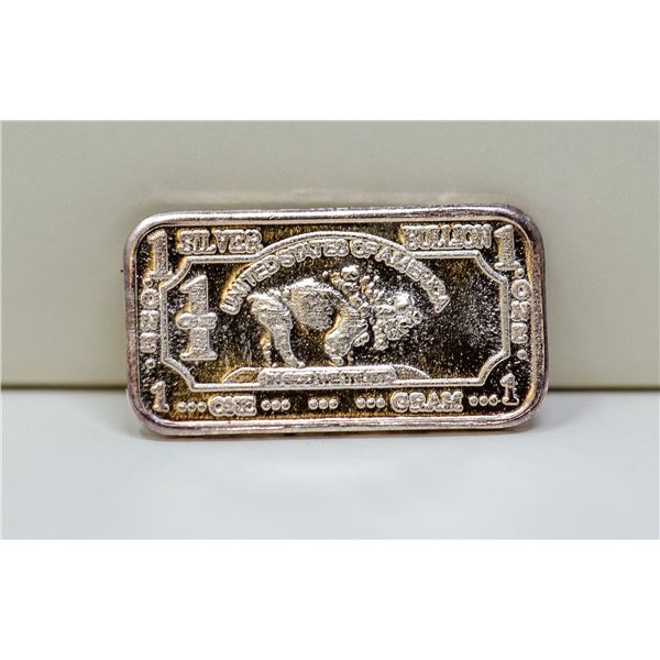 1 GRAM FINE SILVER BUFFALO BULLION BAR