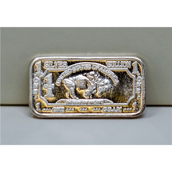 1 GRAM FINE SILVER BUFFALO BULLION BAR
