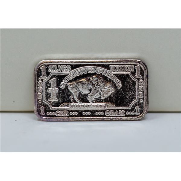 1 GRAM FINE SILVER BUFFALO BULLION BAR