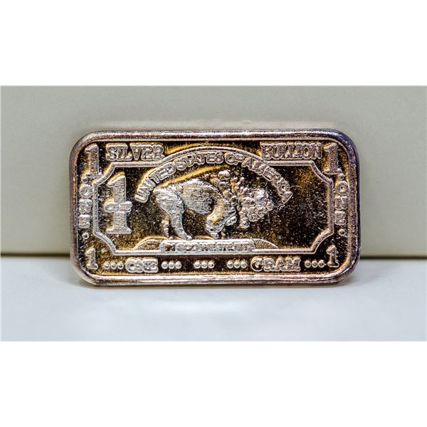 1 GRAM FINE SILVER BUFFALO BULLION BAR