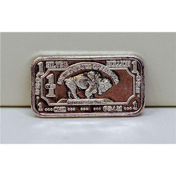 1 GRAM FINE SILVER BUFFALO BULLION BAR