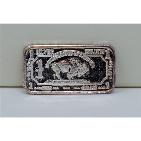 1 GRAM FINE SILVER BUFFALO BULLION BAR