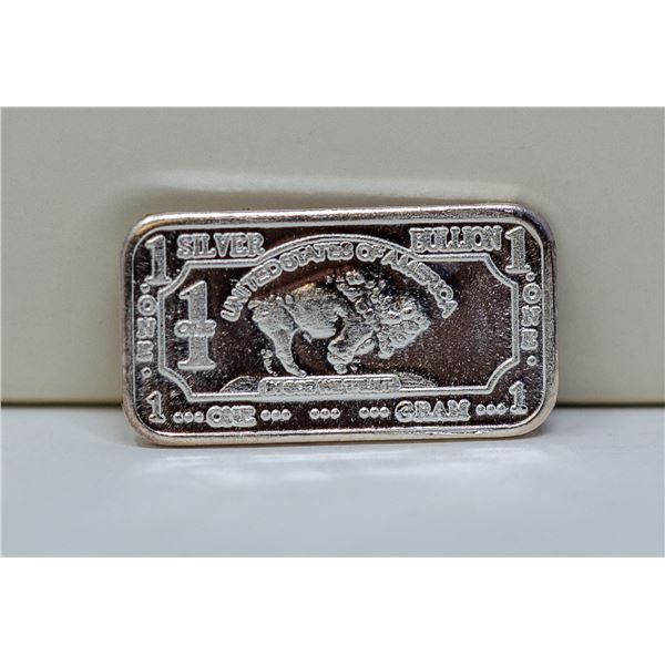 1 GRAM FINE SILVER BUFFALO BULLION BAR