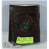 Image 1 : ANTIQUE TOOLED LEATHER & GEM WRITING BOOK