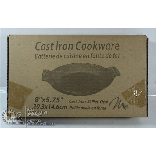 NEW 8" CAST IRON OVAL SKILLET