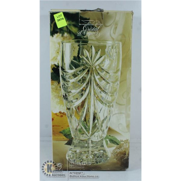 24% LEAD CRYSTAL VASE IN ORIGINAL BOX