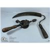 Image 1 : ANTIQUE HAND DRILL AND SCYTHE