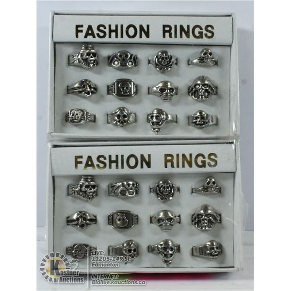2 SETS OF 12 SKULL RINGS