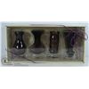 Image 1 : 4 PC PURPLE ART GLASS VASE SET
