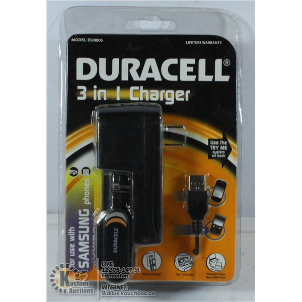 DURACELL 3 IN ONE CHARGER PACK