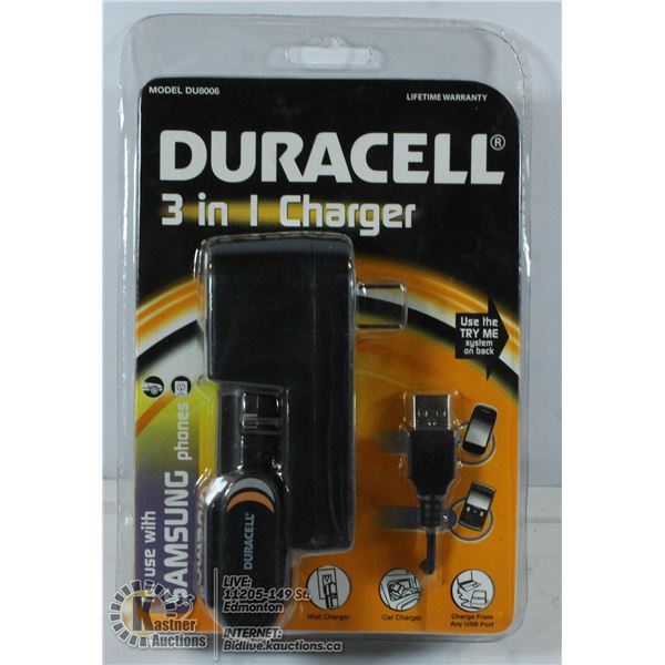 DURACELL 3 IN ONE CHARGER PACK