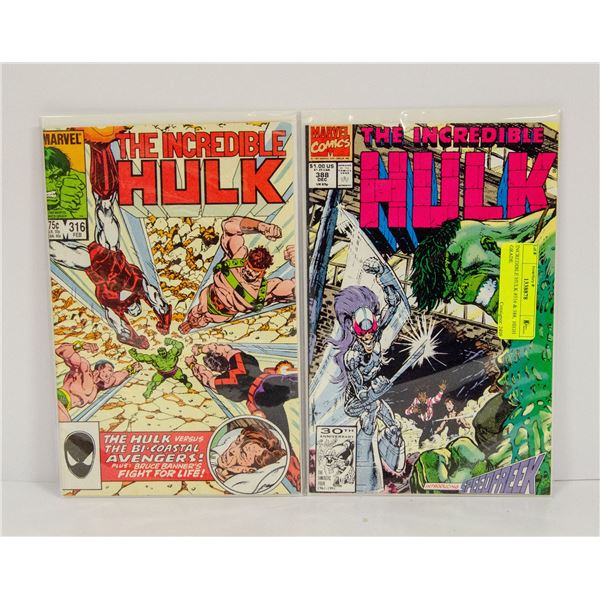 INCREDIBLE HULK #316 & 388,  HIGH GRADE