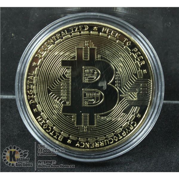 GOLD PLATED BITCOIN IN PROTECTIVE CASE