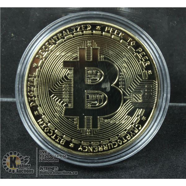 GOLD PLATED BITCOIN IN PROTECTIVE CASE