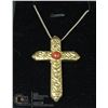 Image 1 : VINTAGE CROSS GOLD WITH A STONE IN THE MIDDLE AND