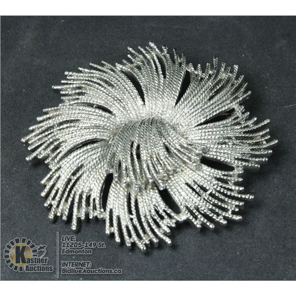 1970S LARGE SILVER SWIRL BROOCH