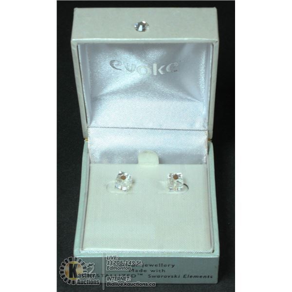 SWANSKIN BOX CRYSTAL EARRINGS WITH STERLING
