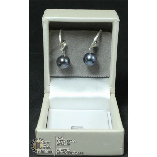 925 STERLING SILVER BLACK FRESHWATER PEARL DROP