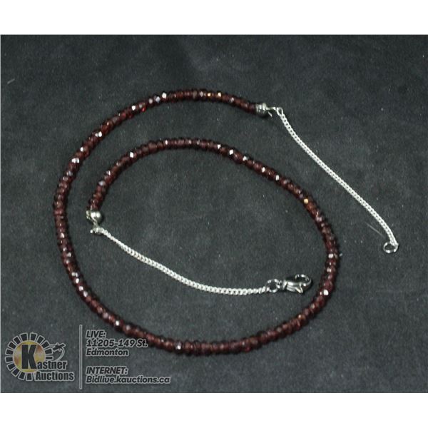 NATURAL GARNET NECKLACE WITH 925 SILVER CLASPS