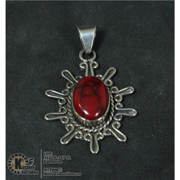 VINTAGE .925 STERLING PENDANT WITH STONE