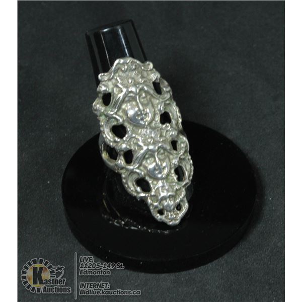 LARGE .925 STERLING HANDMADE RING SZ 9 13G