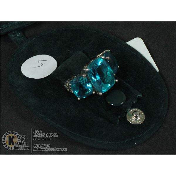 SILVER 925 RING WITH 15 CARAT TURQUOISE TOPAZ