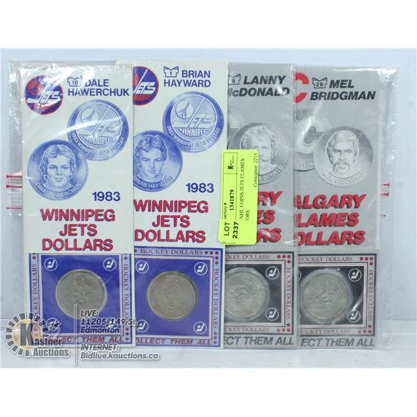 4 X 1980'S NHL COINS JETS FLAMES COLLECTORS
