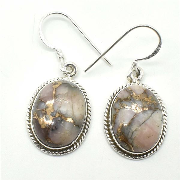 51TJ SILVER PINK MUHAVE TURQUOISE EARRINGS