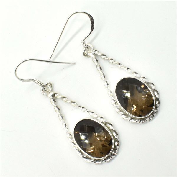 53TJ SILVER SMOKEY QUARTZ EARRINGS