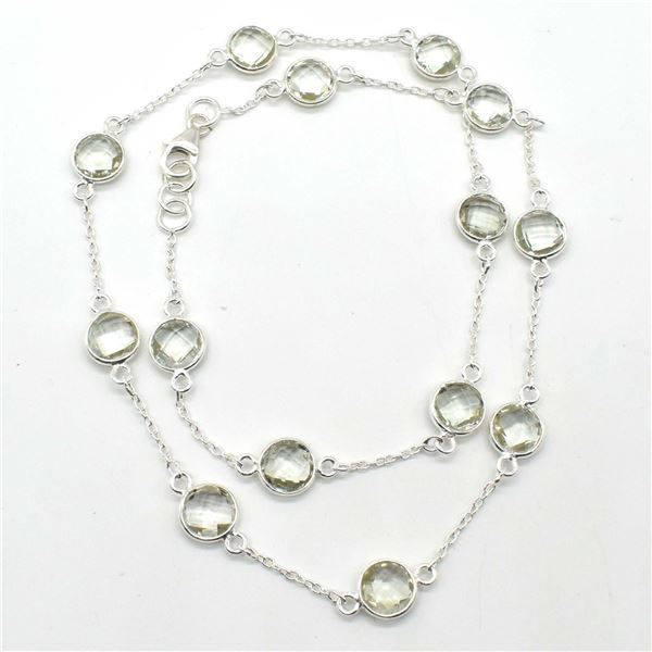 55TJ SILVER GREEN AMETHYST NECKLACE
