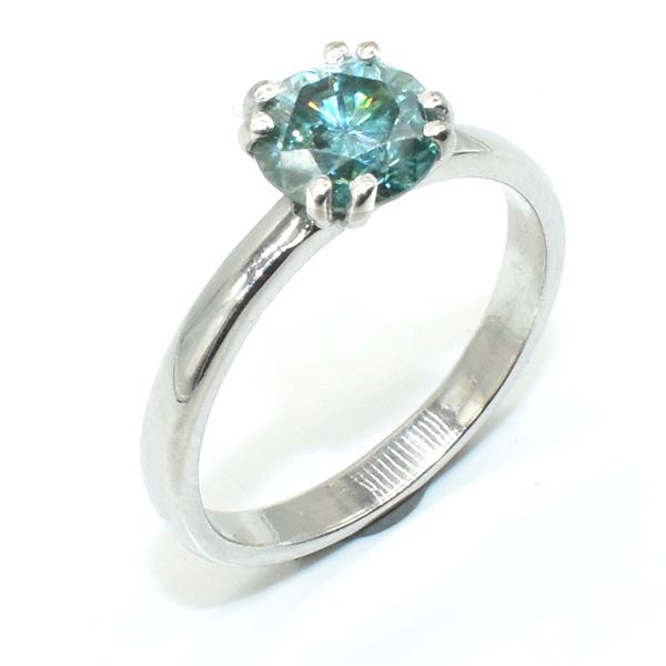 56TJ SILVER MOISSANITE (ROUND 6.5X6.5 MM) RING