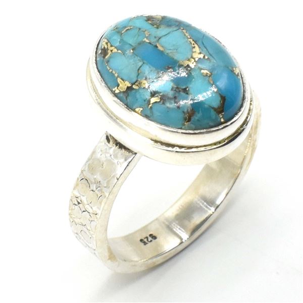 61TJ SILVER BLUE COPPER TURQUOISE RING