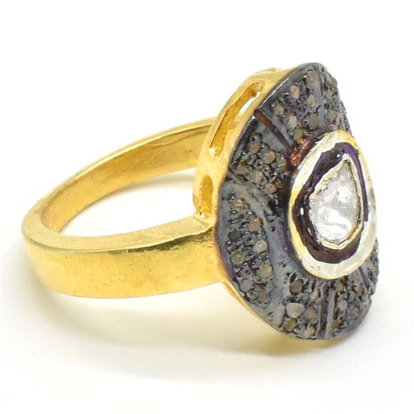 74TJ SILVER CIRTIFIED ROSE CUT DIAMOND RING