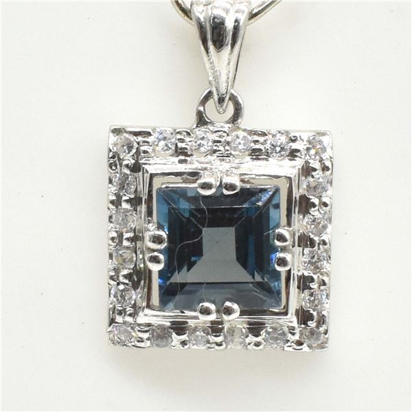79TJ SILVER BLUE TOPAZ CZ PENDANT