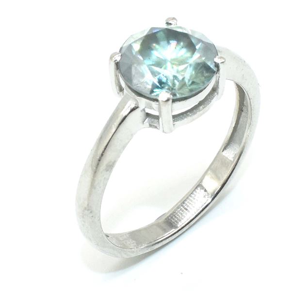 83TJ SILVER  MOISSANITE ( ROUND 8.50 MM) RING