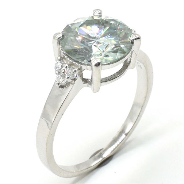 95TJ SILVER MOISSANITE (ROUND 9 & 1.5 MM) RING