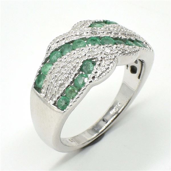 98TJ SILVER EMERALD CZ RING