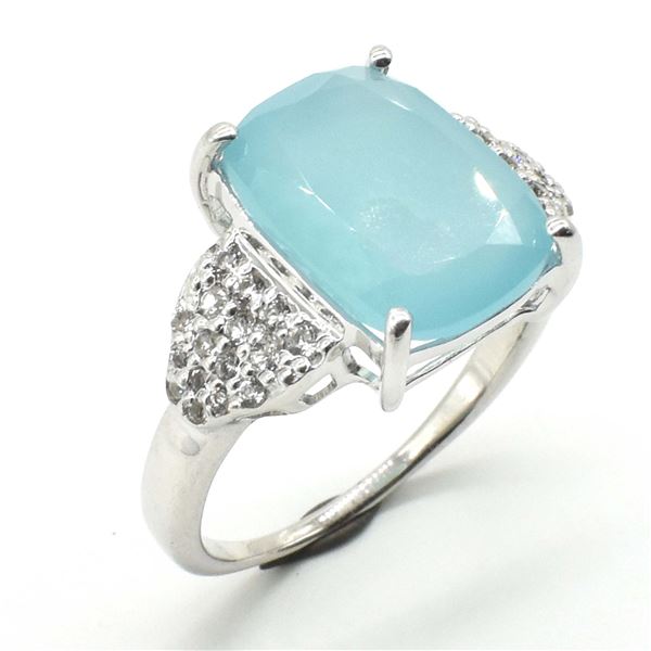 99TJ SILVER CHALCIDONY CZ RING