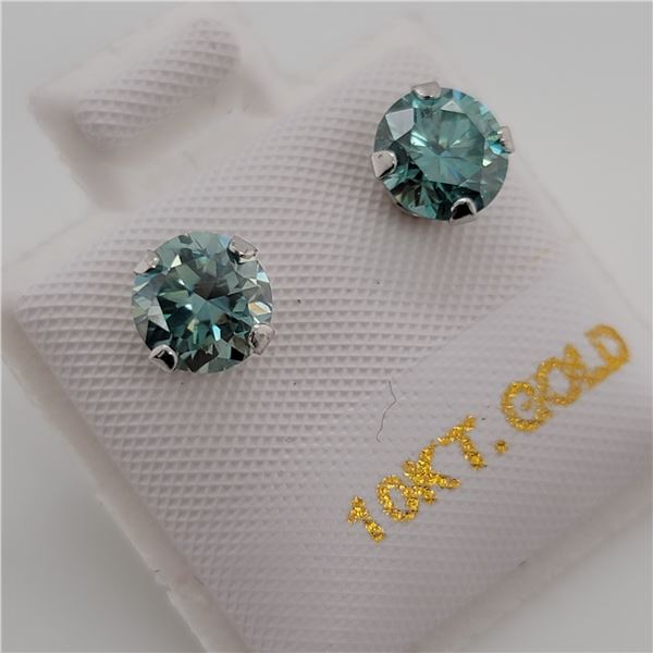 BZ337-8 10K  LIGHT BLUISH GREEN MOISSANITE EARRING