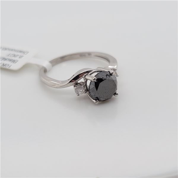BZ337-10 10K  BLACK DIAMOND WHITE DIAMOND RING