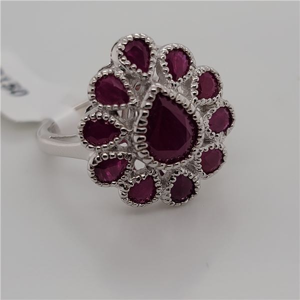BZ337-38 SILVER RUBY RING