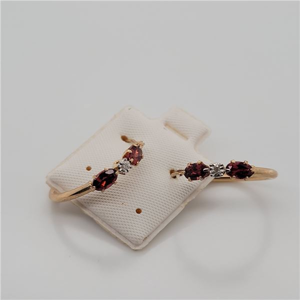 BZ337-39 9K  GARNET DIAMOND EARRINGS