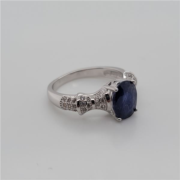 BZ337-45 SILVER SAPPHIRE RING