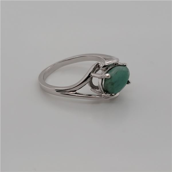 BZ337-48 SILVER EMERALD RING