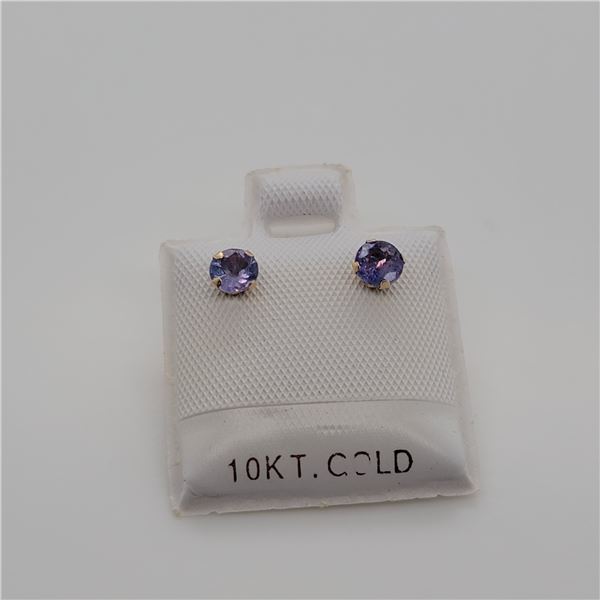 BZ337-50 10K  TANZANITE AND PEARL 2IN1 EARRINGS