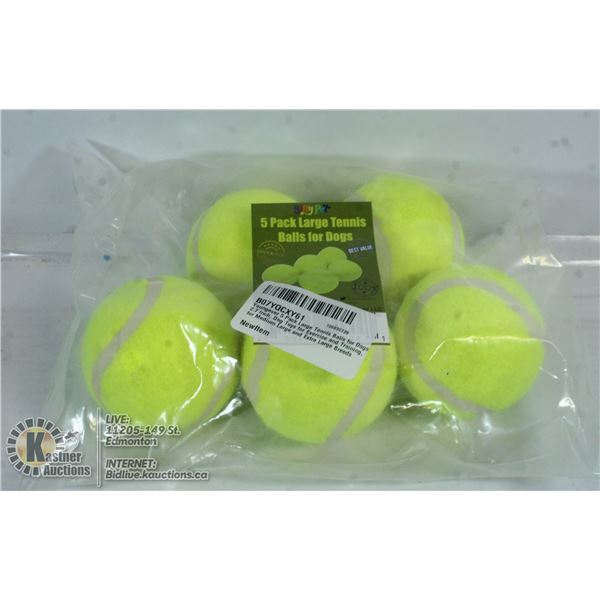 LOT OF 5 TENNIS BALLS FOR DOGS.
