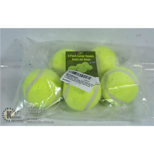 LOT OF 5 TENNIS BALLS FOR DOGS.