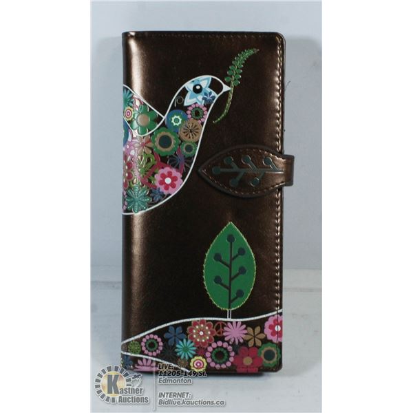 SHAGWEAR WALLET. BROWN BIRD.