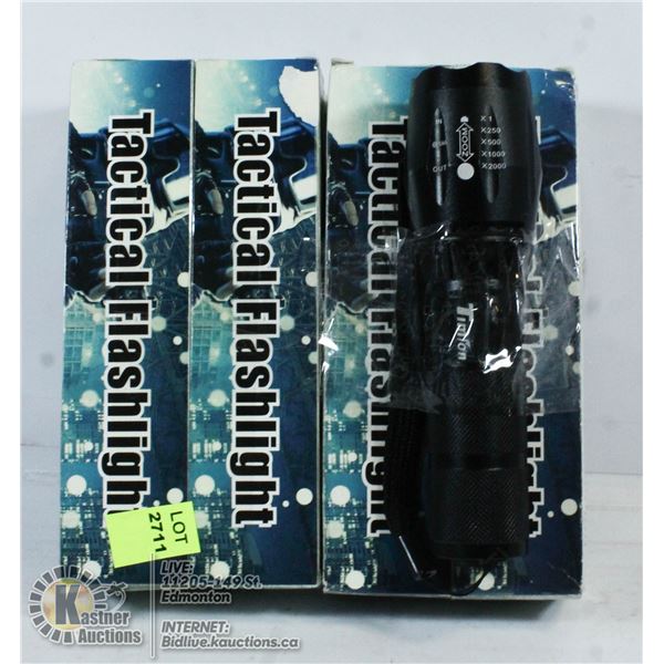 LOT OF 4 TACTICAL FLASHLIGHTS.